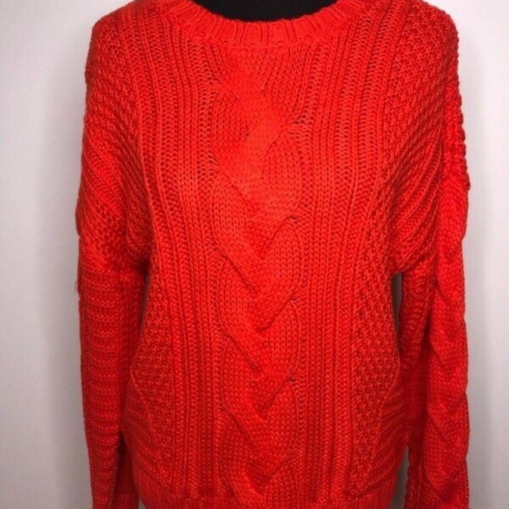 One A Womens Pullover Sweater Riot Orange‎ Mixed Kn